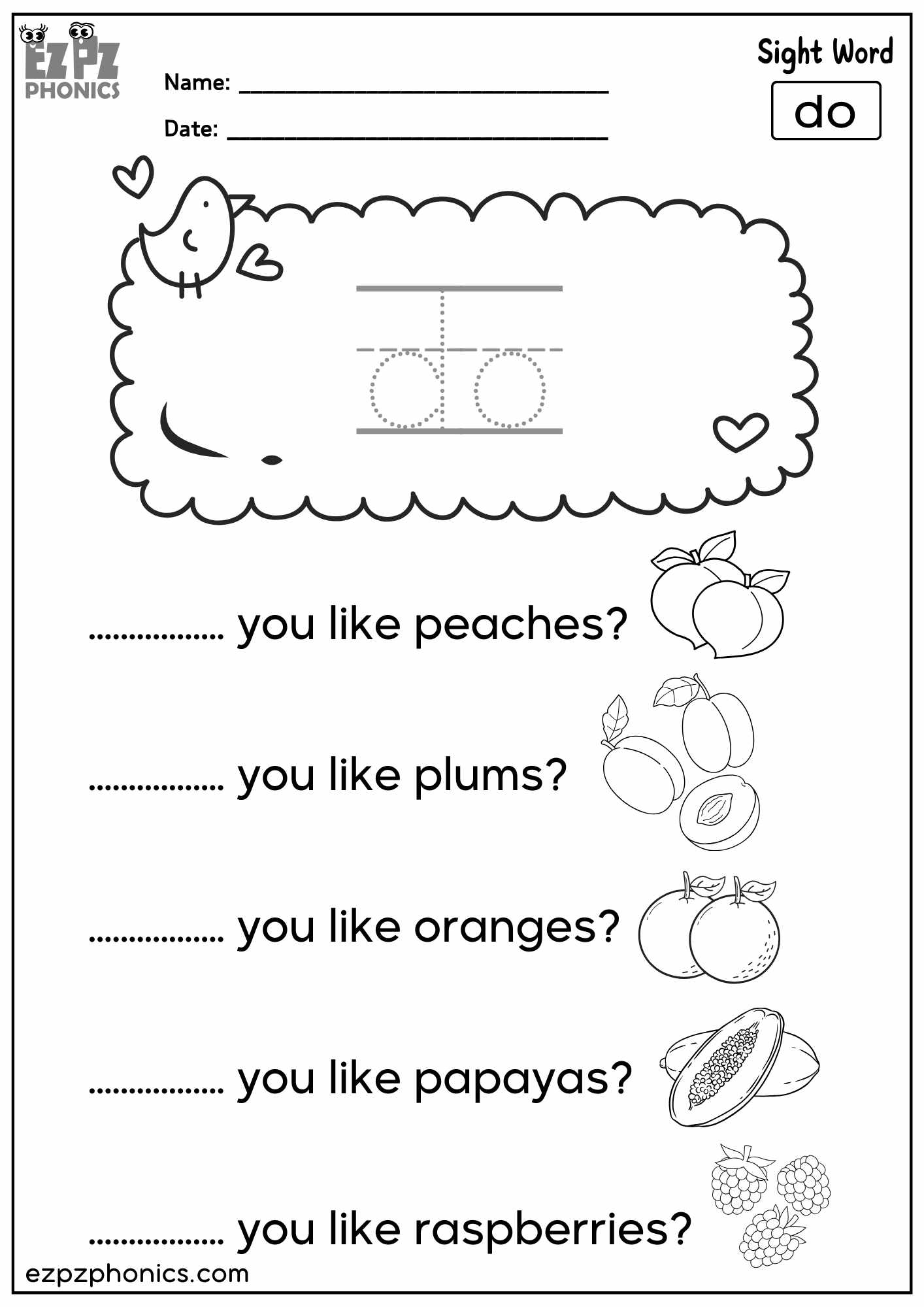 “Do” Sight Word Sentences – Fun Dolch Sight Words Practice for Kindergarten & First Grade - PDF Download